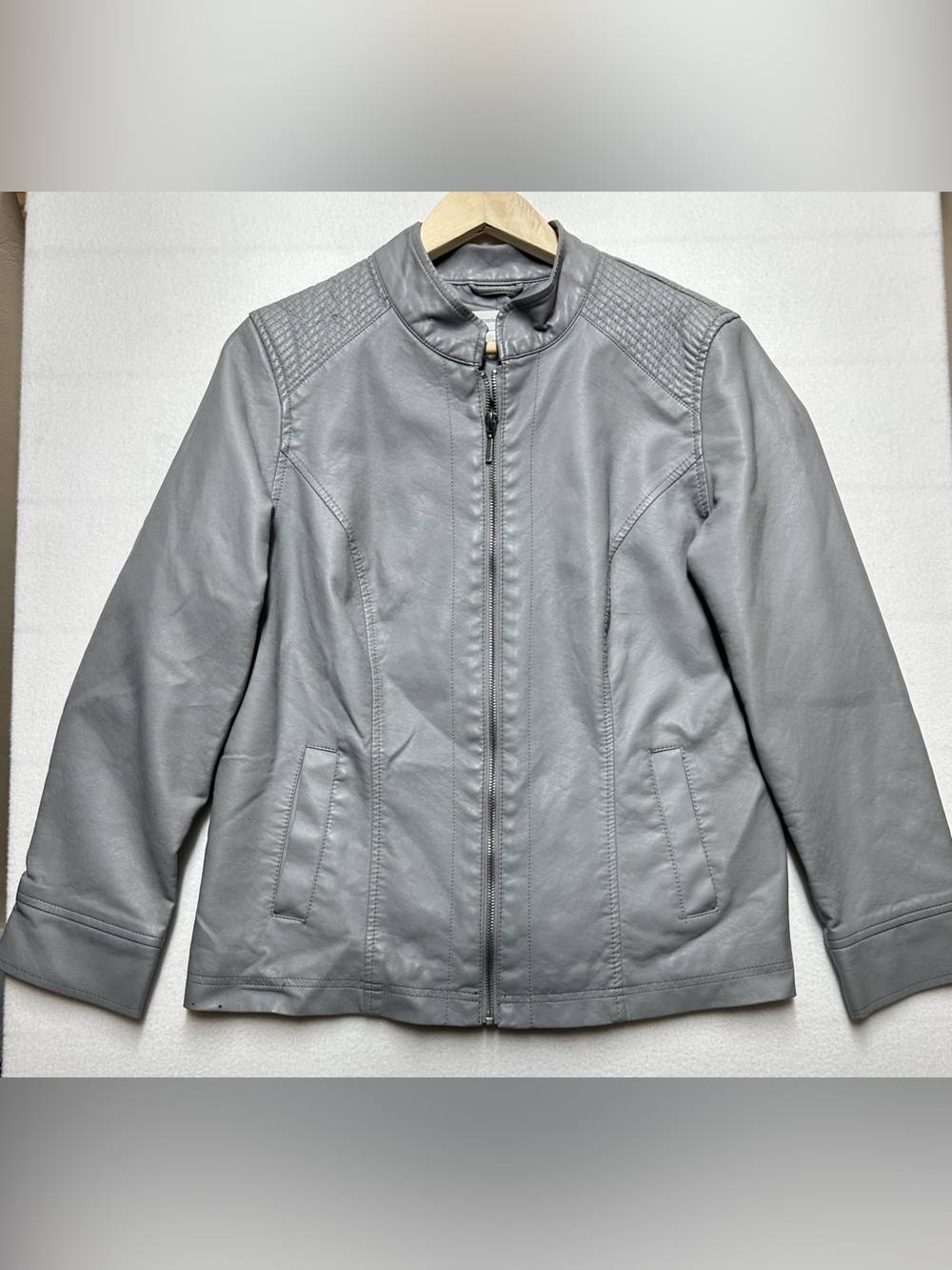 Christopher & Banks Faux Leather Jacket • Women’s M • Gray Moto Style